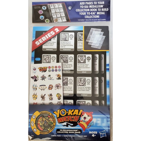 Yo-Kai Medallium Collect. Series 2Medal/Character Pages 1 Sticker Sheet Lot of 3 - Picture 1 of 5